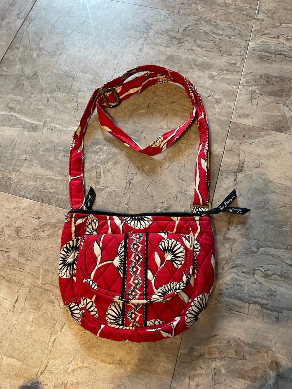 Vera Bradley Red Floral Quilted Crossbody
